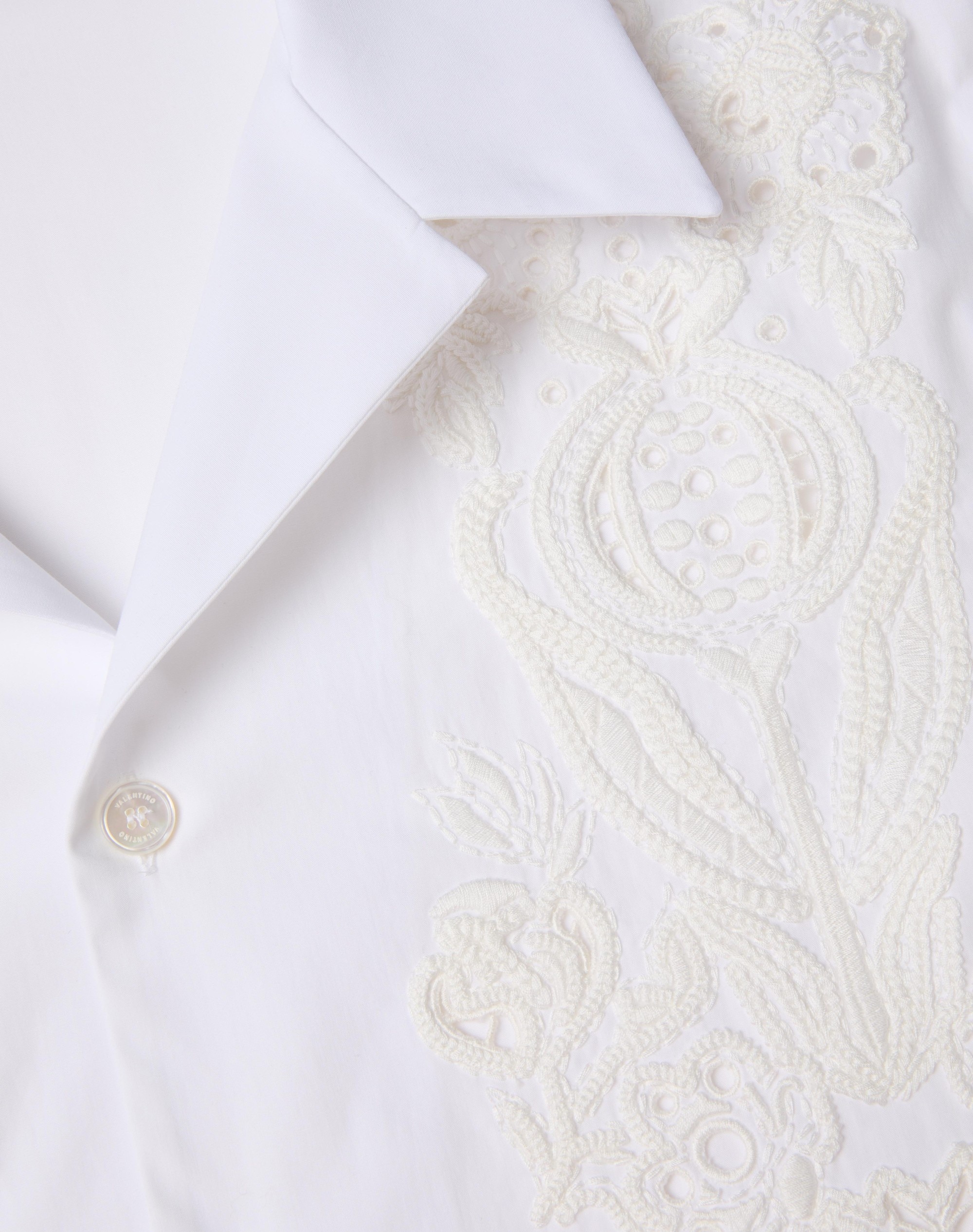 BOWLING SHIRT IN COTTON POPLIN WITH POMEGRANATE EMBROIDERY - 3