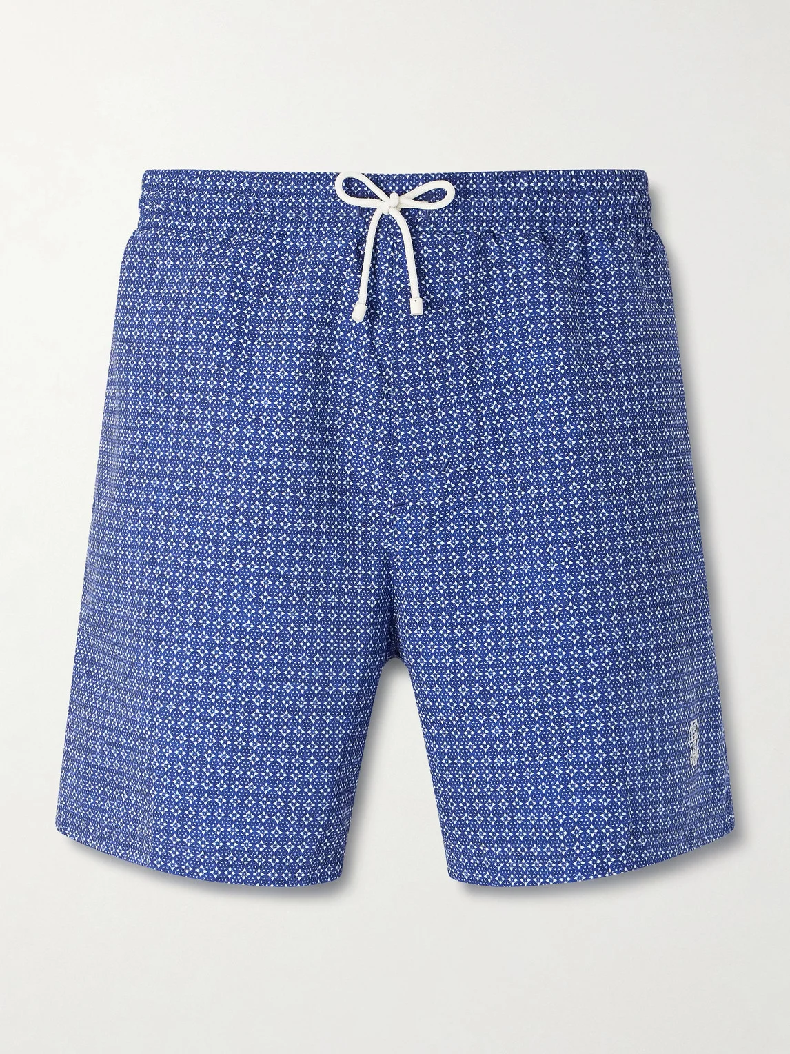 Straight-Leg Mid-Length Logo-Embroidered Printed Swim Shorts - 1