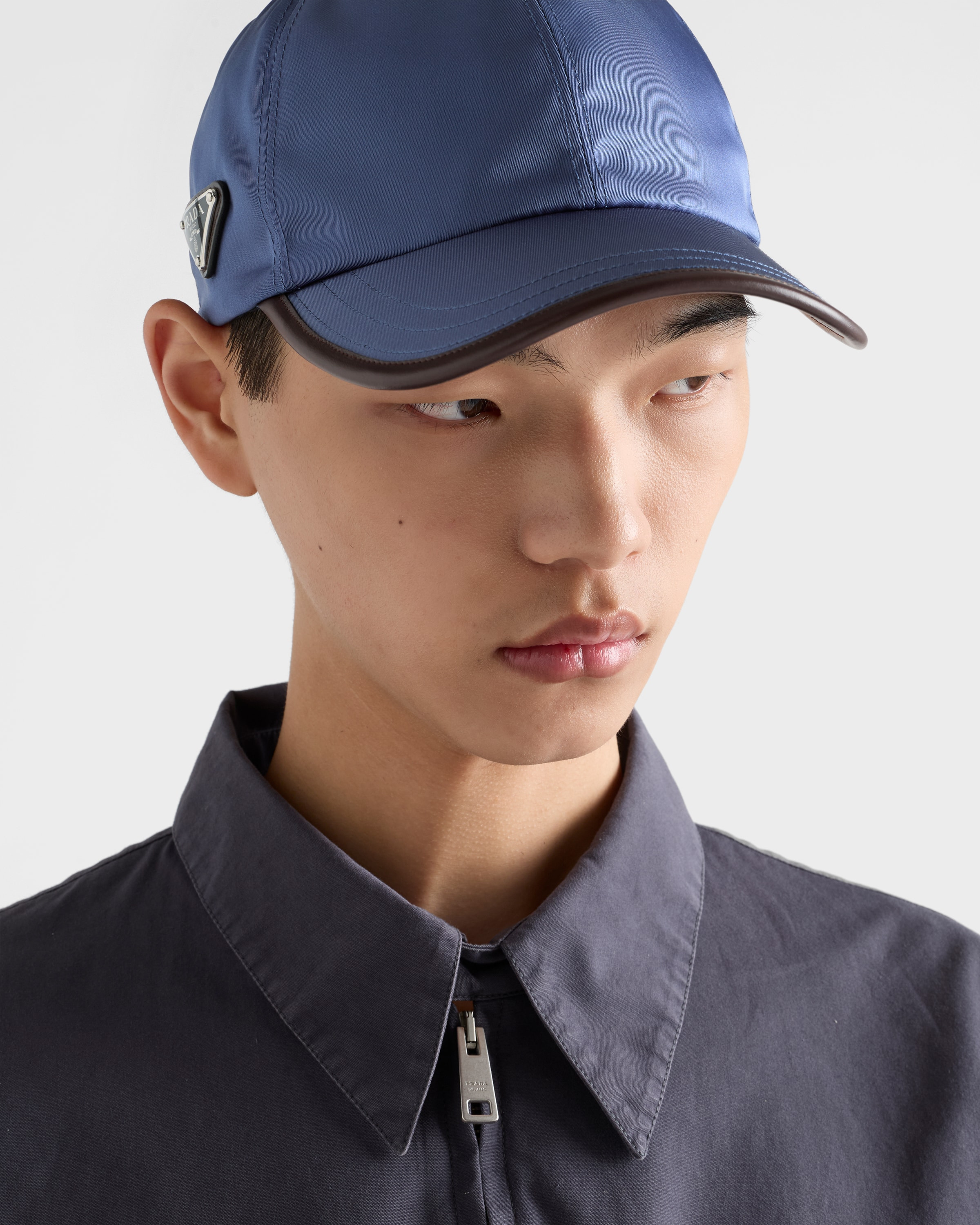 Re-Nylon and leather baseball cap - 5
