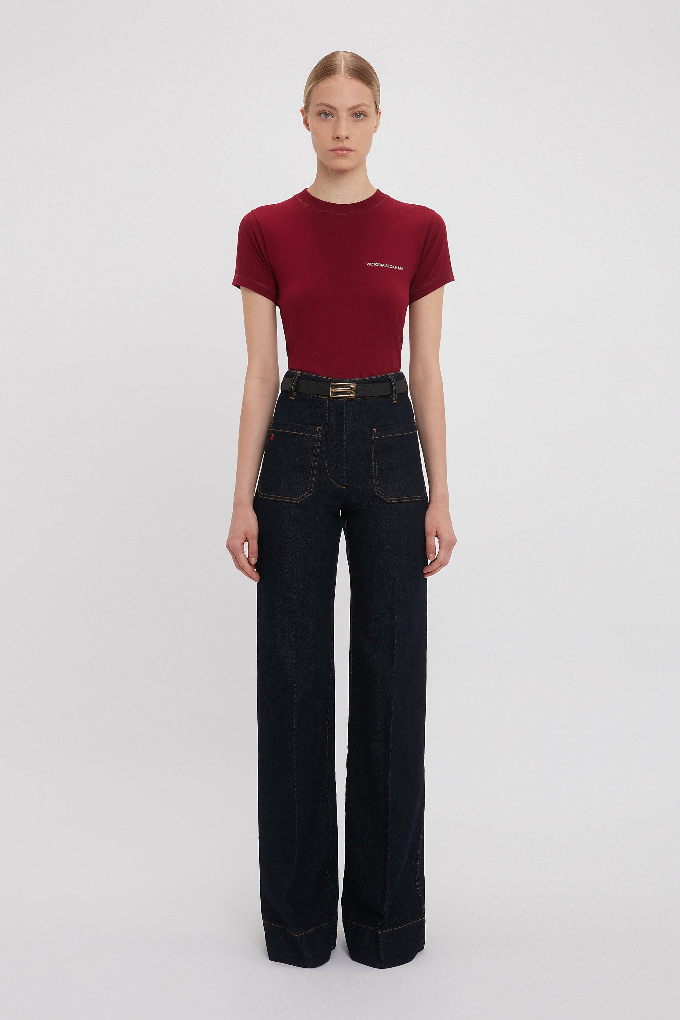 Exclusive Shrunken Logo Tee In Oxblood - 2