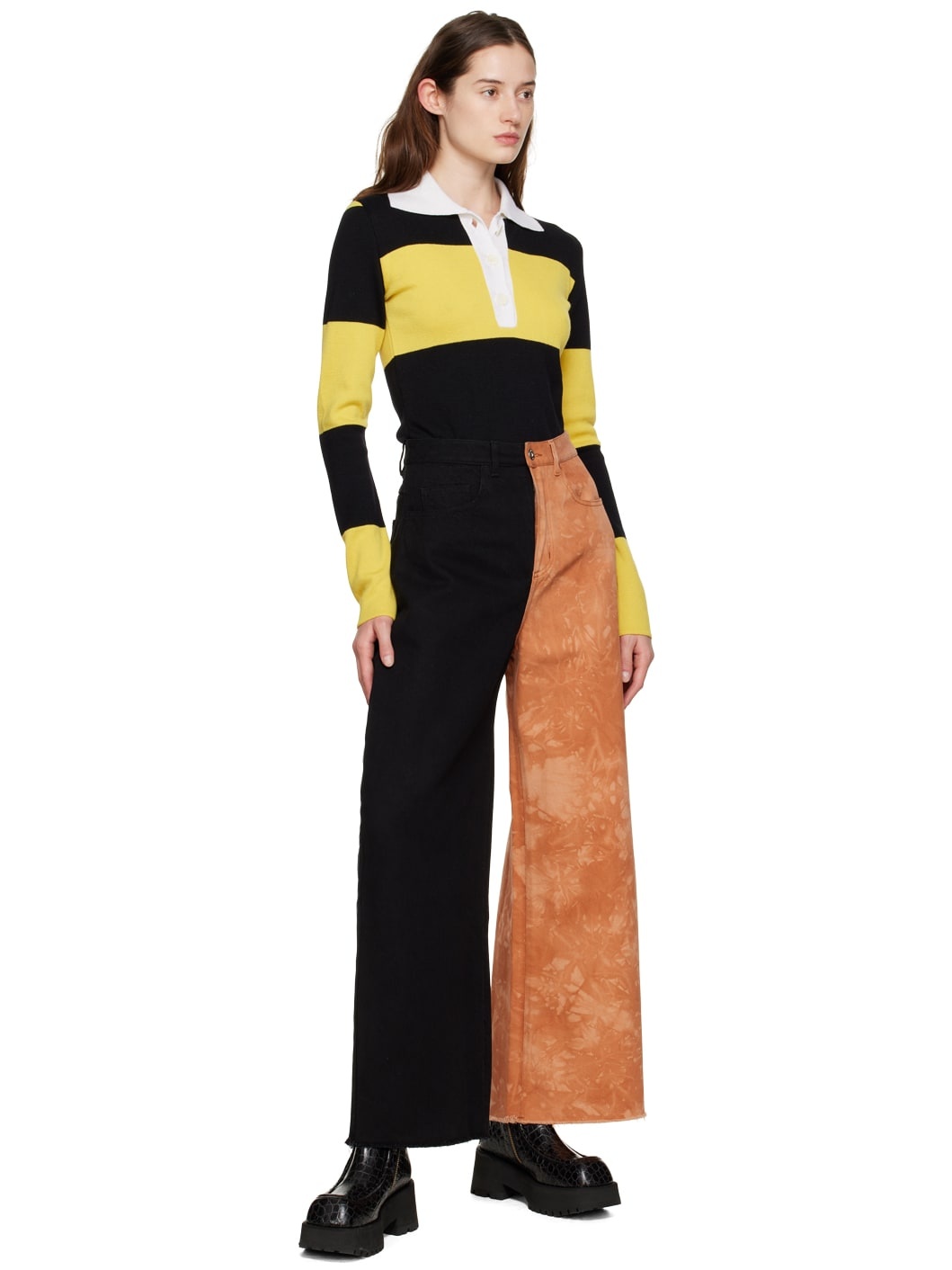 Black & Yellow Three-Button Polo - 5