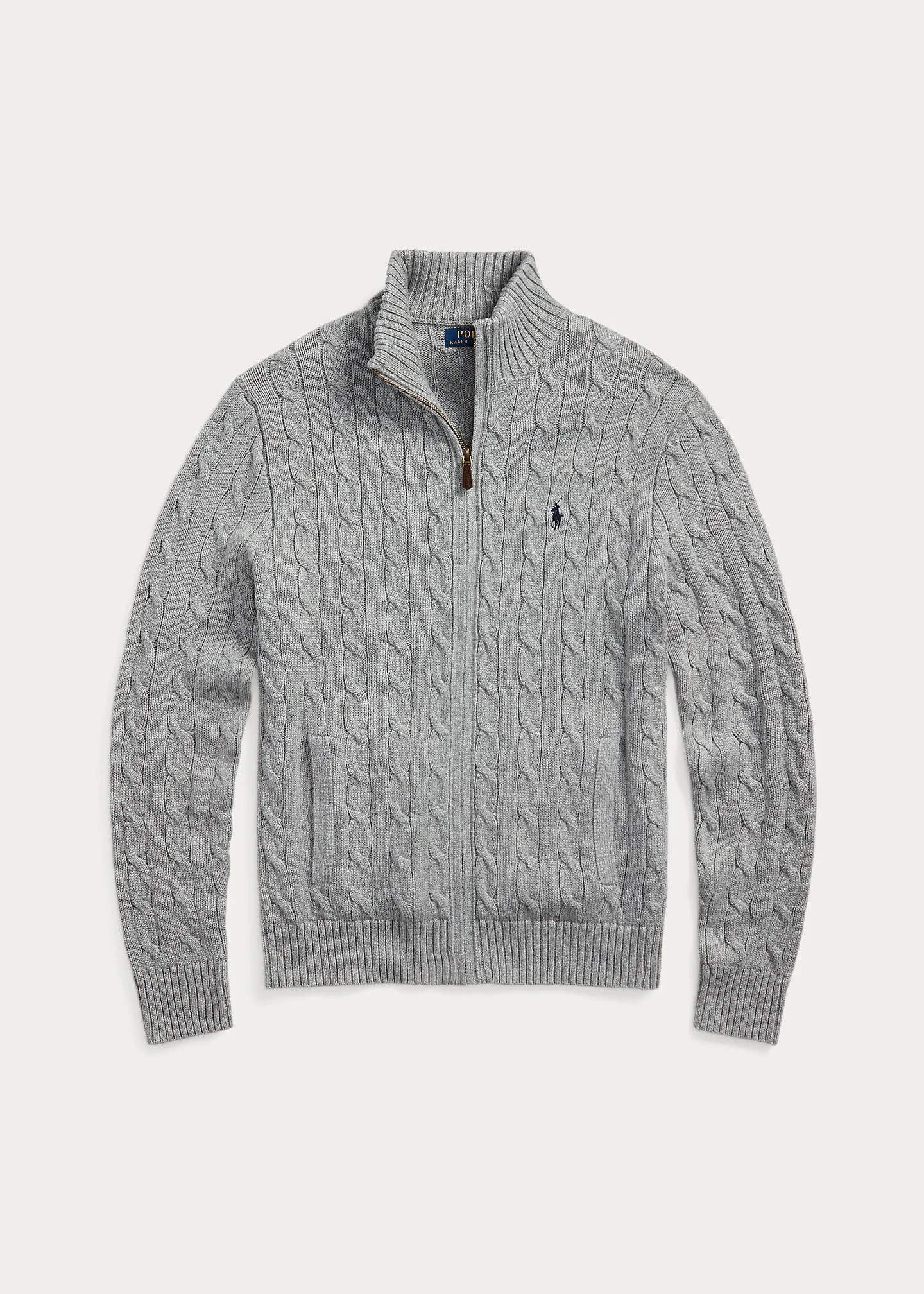 Cable-Knit Cotton Full-Zip Sweater - 1