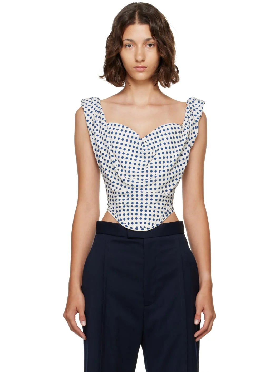 White & Navy Sunday Corset Top - 1