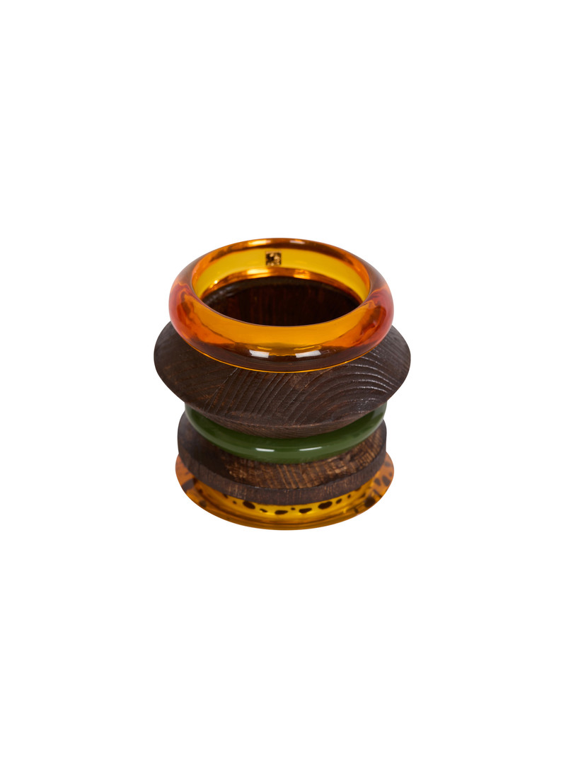Set of wood and resin bracelets 1