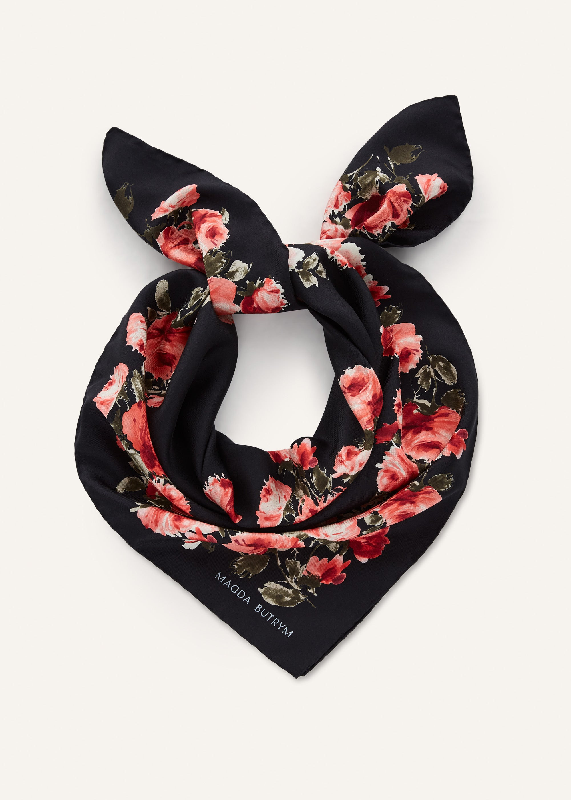 Floral-print scarf in black - 1