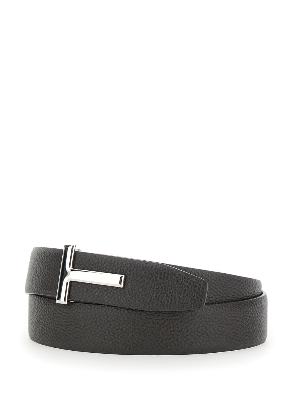 Tom Ford Men Brown Belt With T Buckle Closure In Grained Leather Man - 2