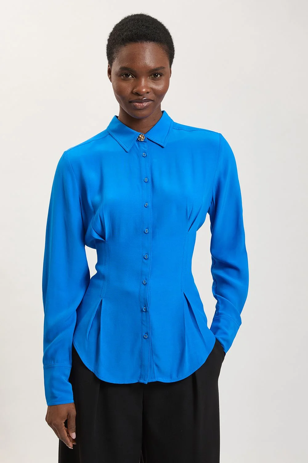 Cobalt Woven Button Down Shirt - 1