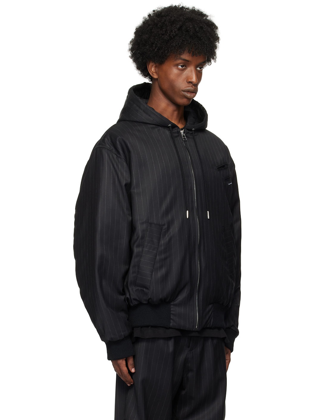 Black Hooded Bomber Jacket - 2