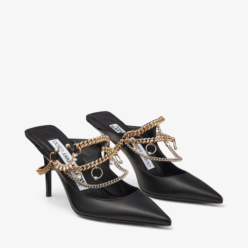 Jimmy Choo / Jean Paul Gaultier Bing 90 Black Calf Leather Mules with Jewellery 3