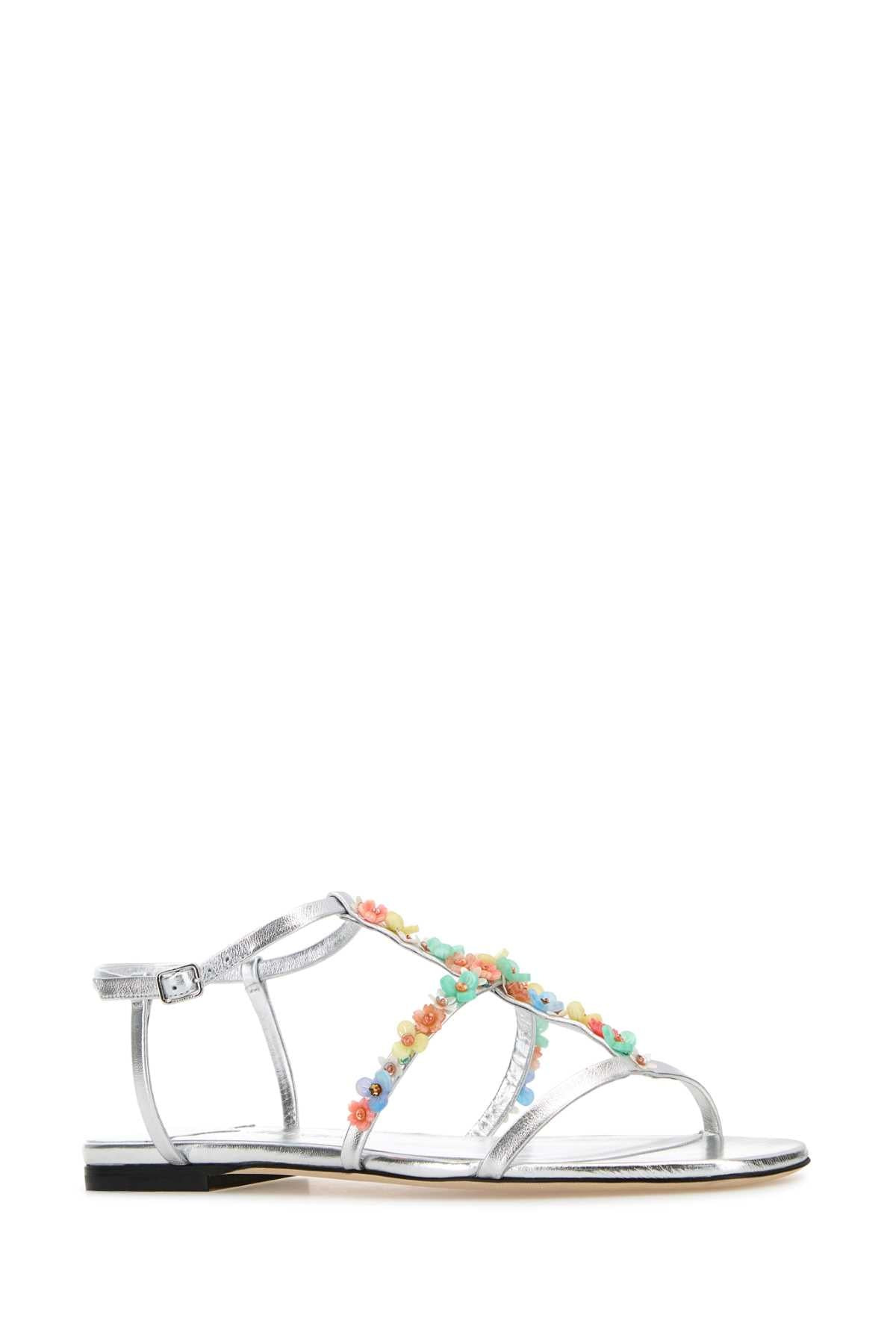 Jimmy Choo Women Silver Nappa Leather Daisy Sandals - 2