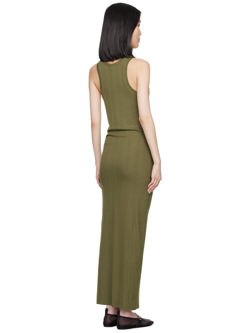 Green Round Neck Maxi Dress - 3