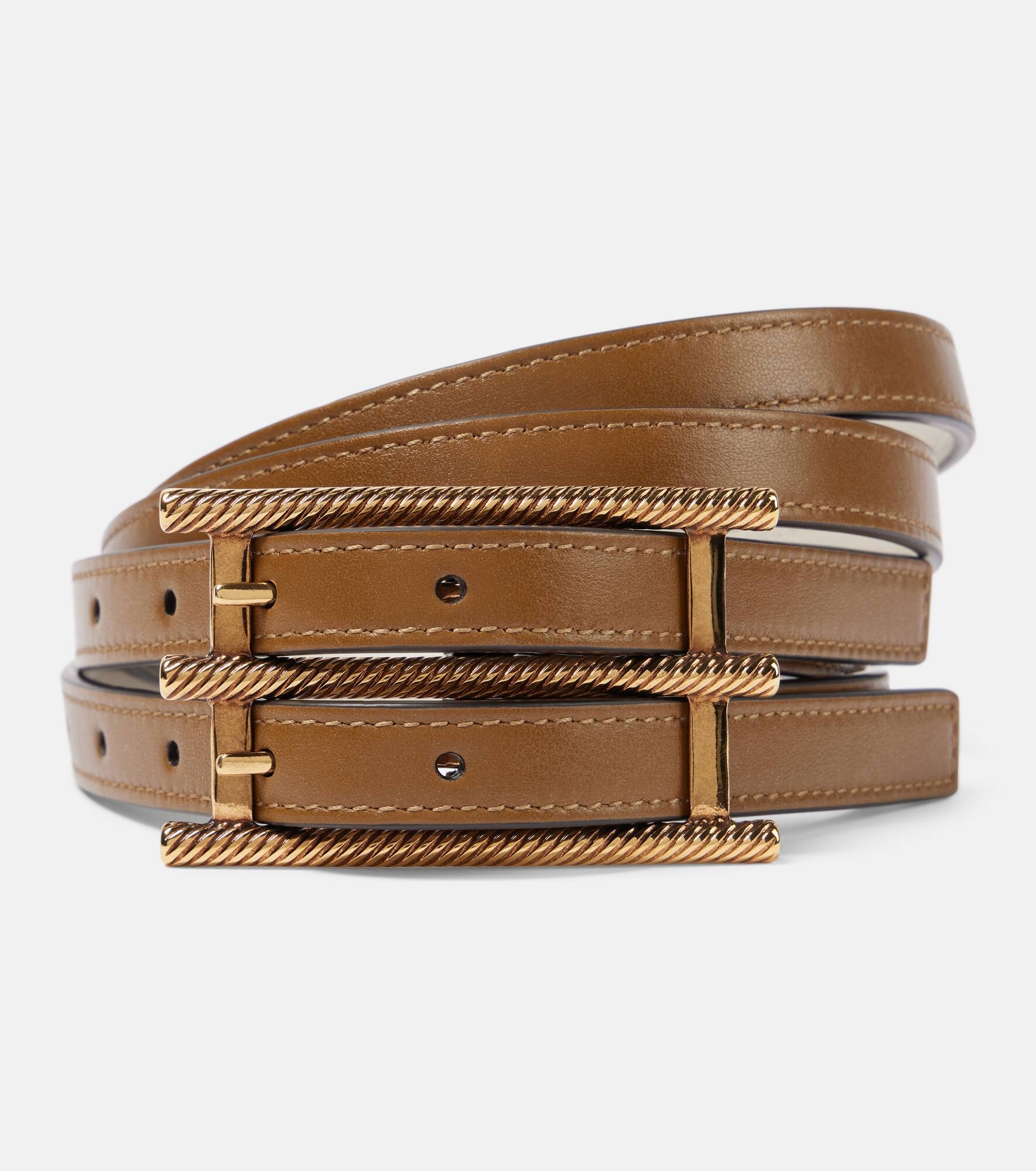 Double Buckle reversible leather belt - 1