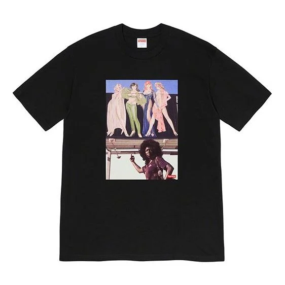최고 FW19 주 7 미국 그림 티 미국 사진 인쇄 짧은 소매 Unisex 검정 SUP-FW19-736 - 1