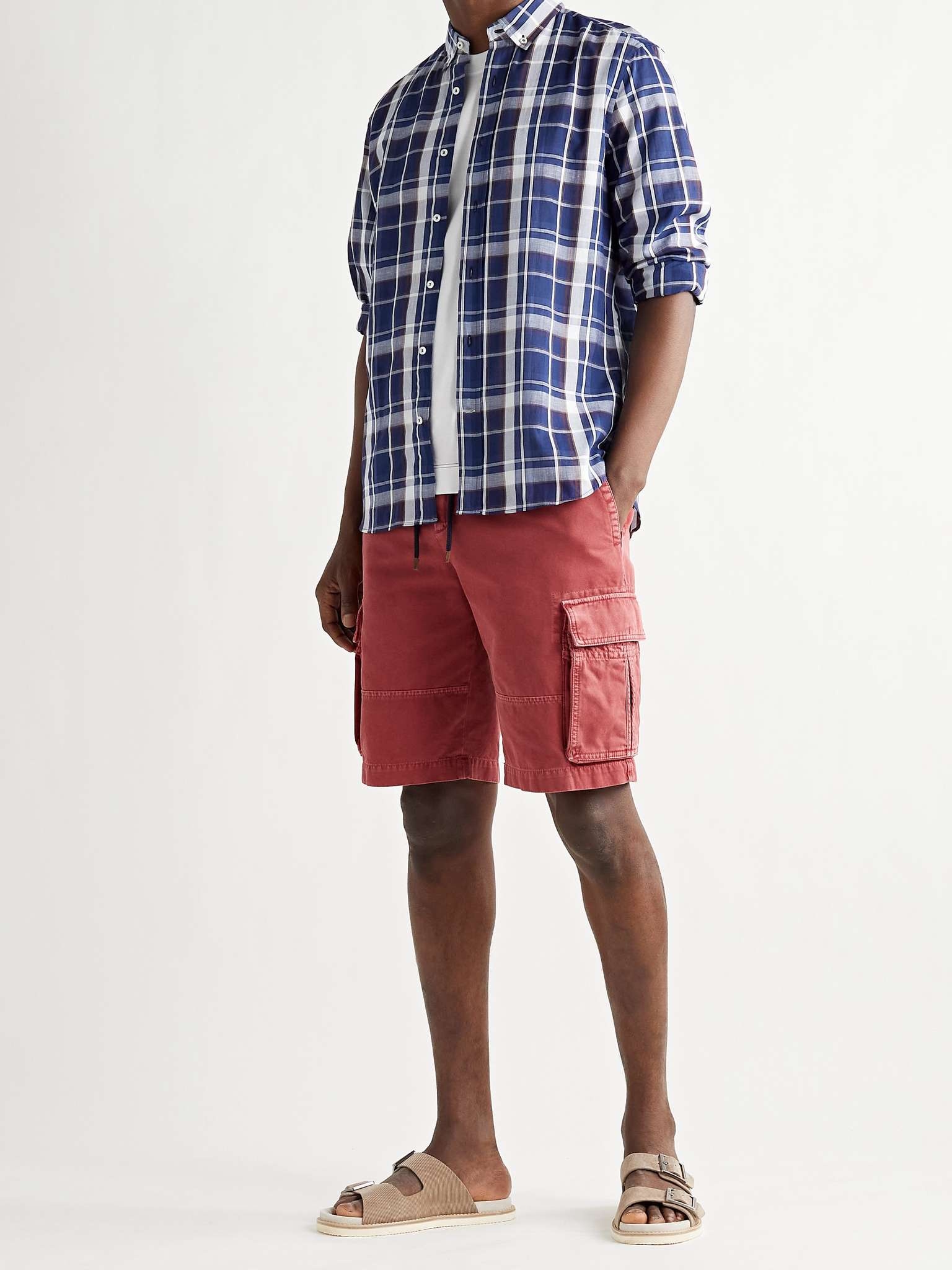 Garment-Dyed Cotton-Twill Drawstring Cargo Shorts - 2