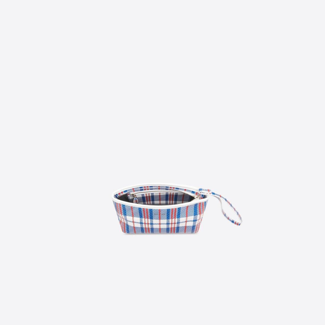 Women's Barbes Small Zip Pouch Check Printed in Blue - 4