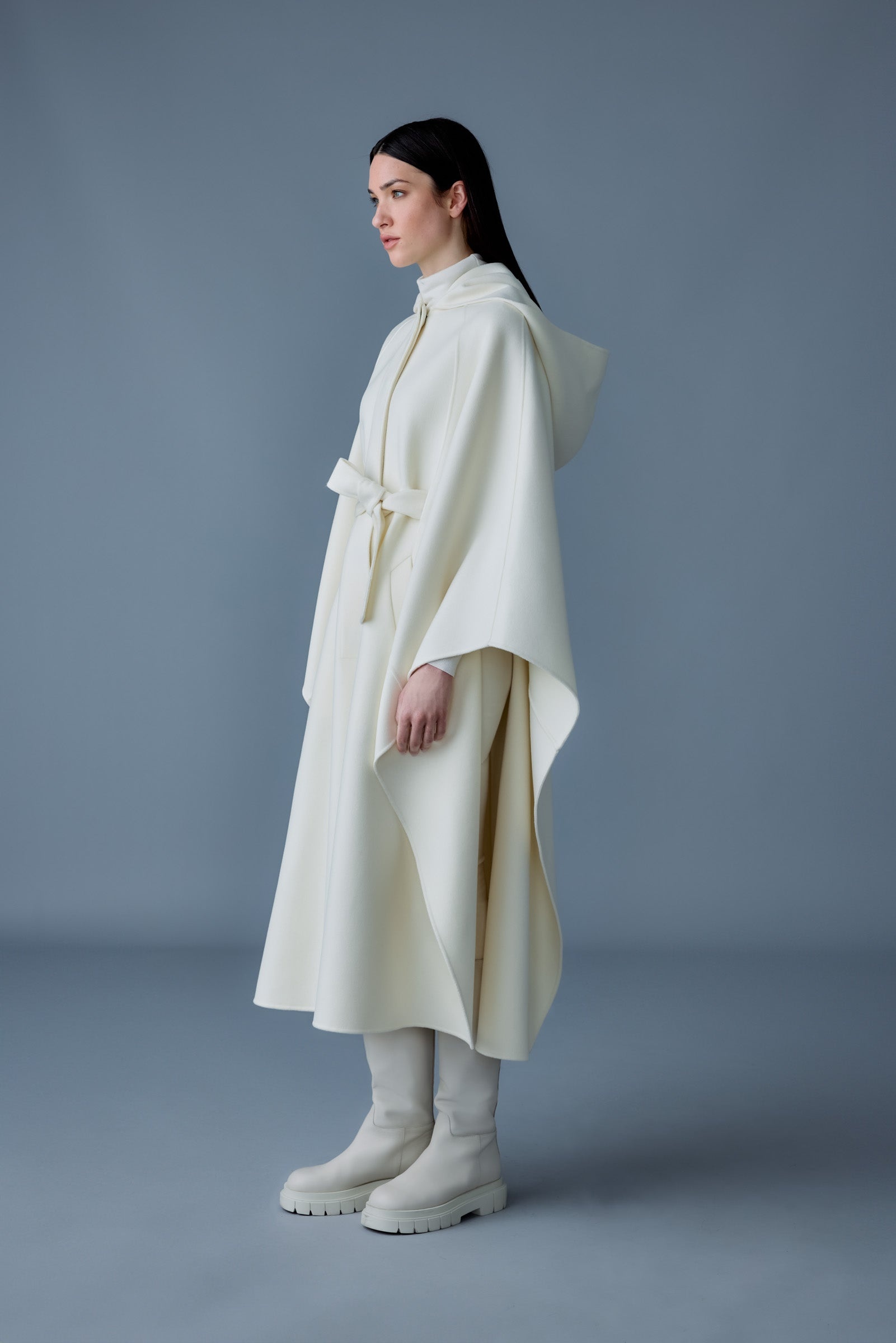 KIRSTYN Double-face wool cape coat - 3