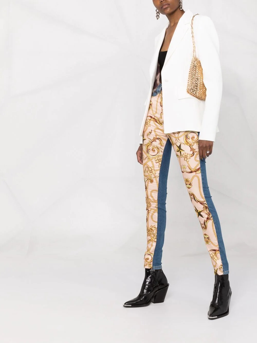 baroque-print skinny jeans - 6