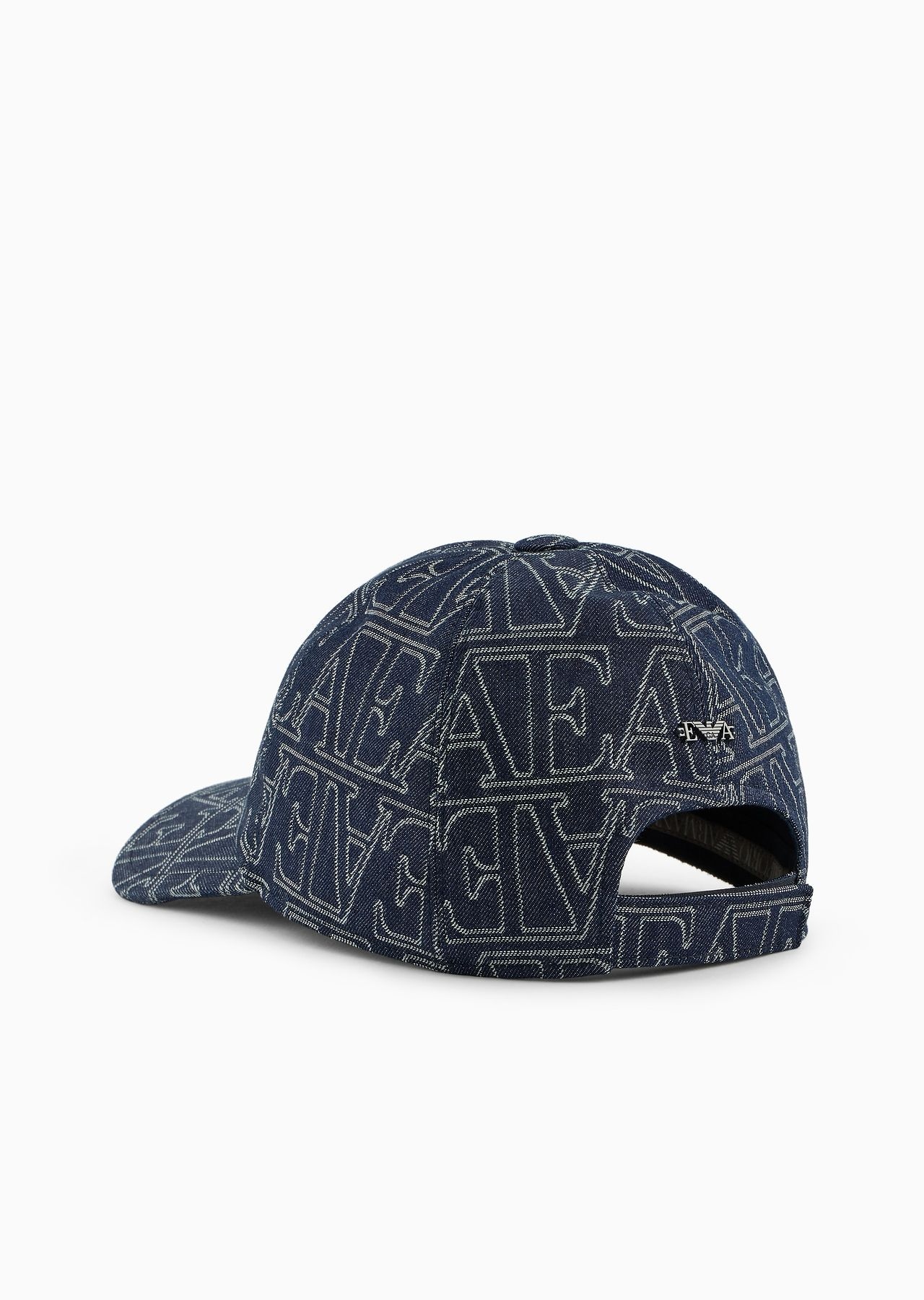 Denim baseball cap with all-over EA lettering - 2