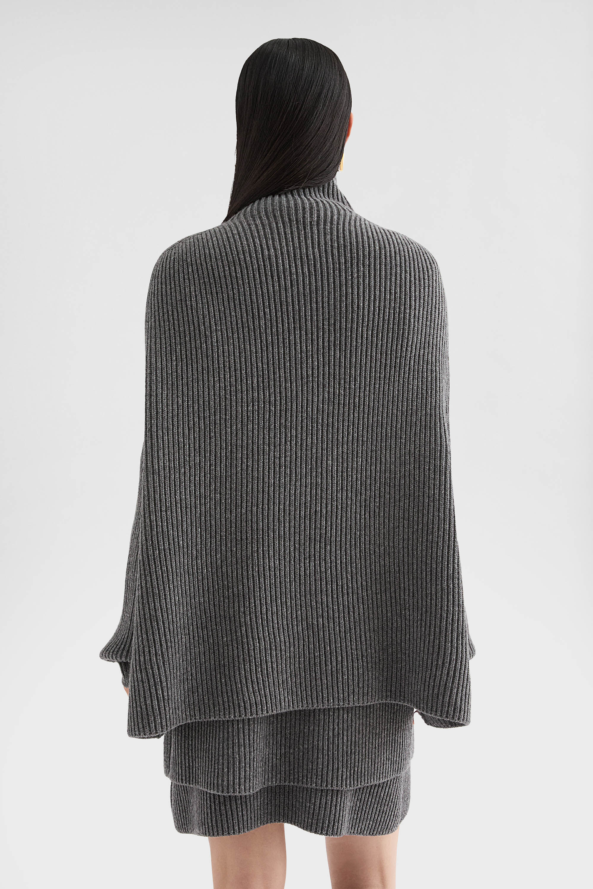 Midweight Wool High-Neck Cape - 2