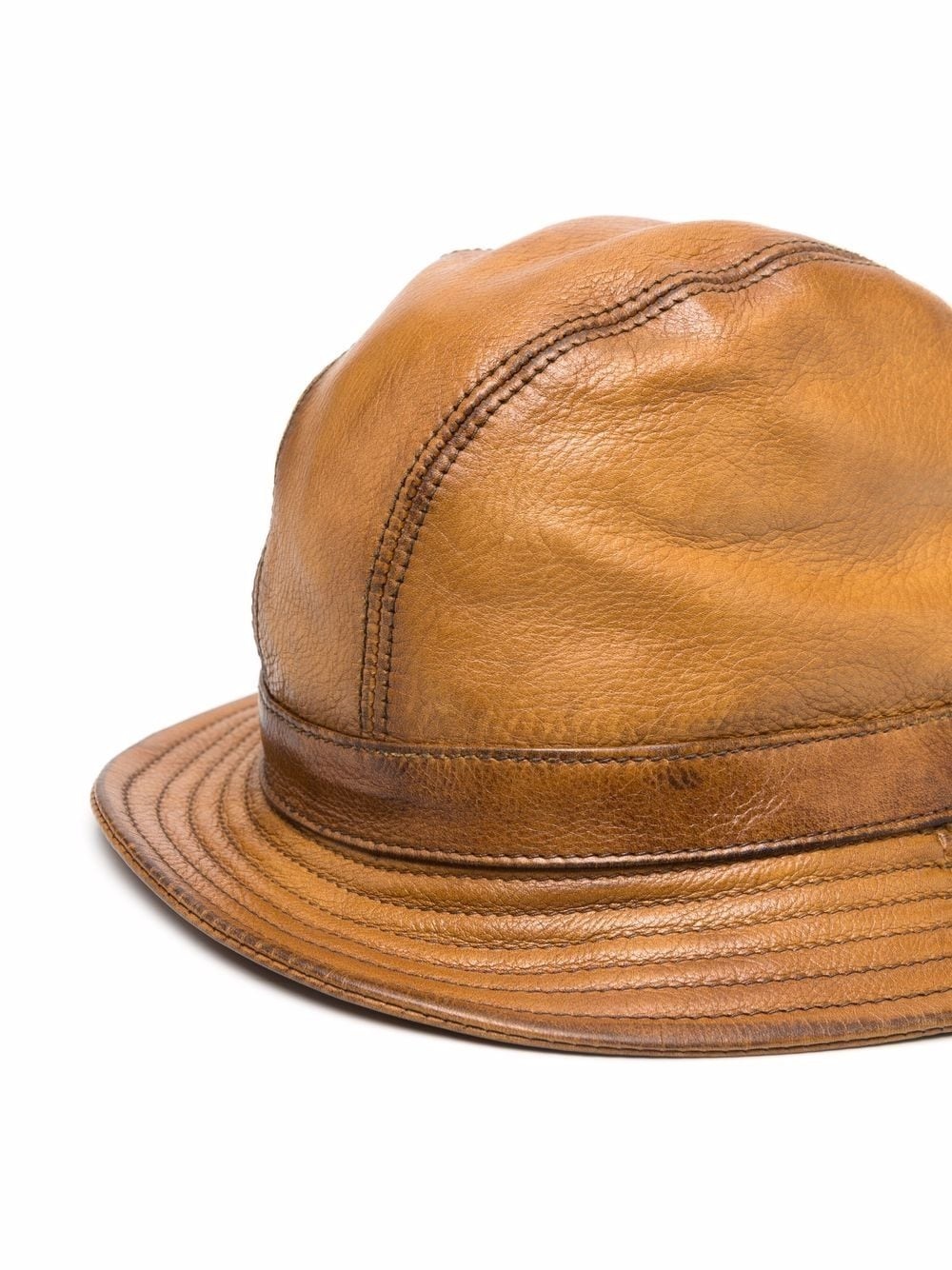 grained leather hat - 2