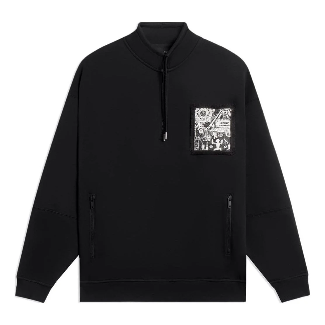Li-Ning Graphic Half Zip Sweatshirt 'Black' AWDSB53-3 - 1
