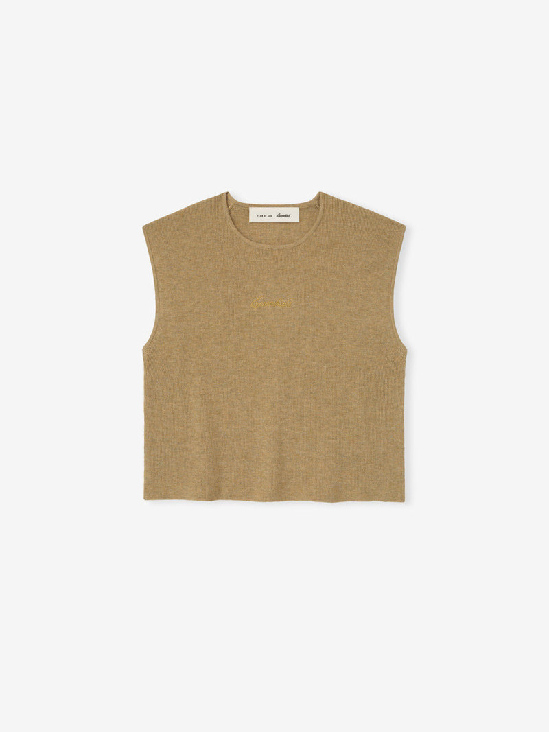 Womens Signature Rib Knit Cropped Top - 1