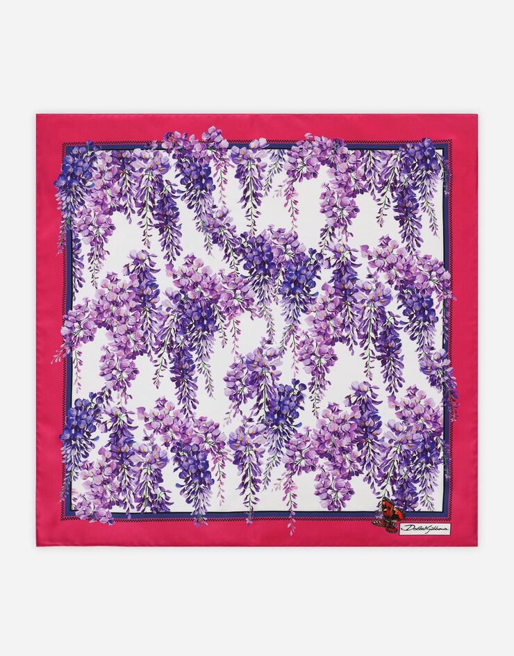 Wisteria-print twill scarf (50 x 50) - 1