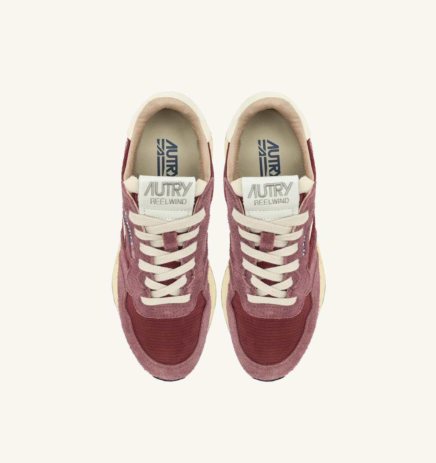 REELWIND LOW SNEAKERS IN TAUPE ROSE AND MARSHMALLOW NYLON AND SUEDE - 5