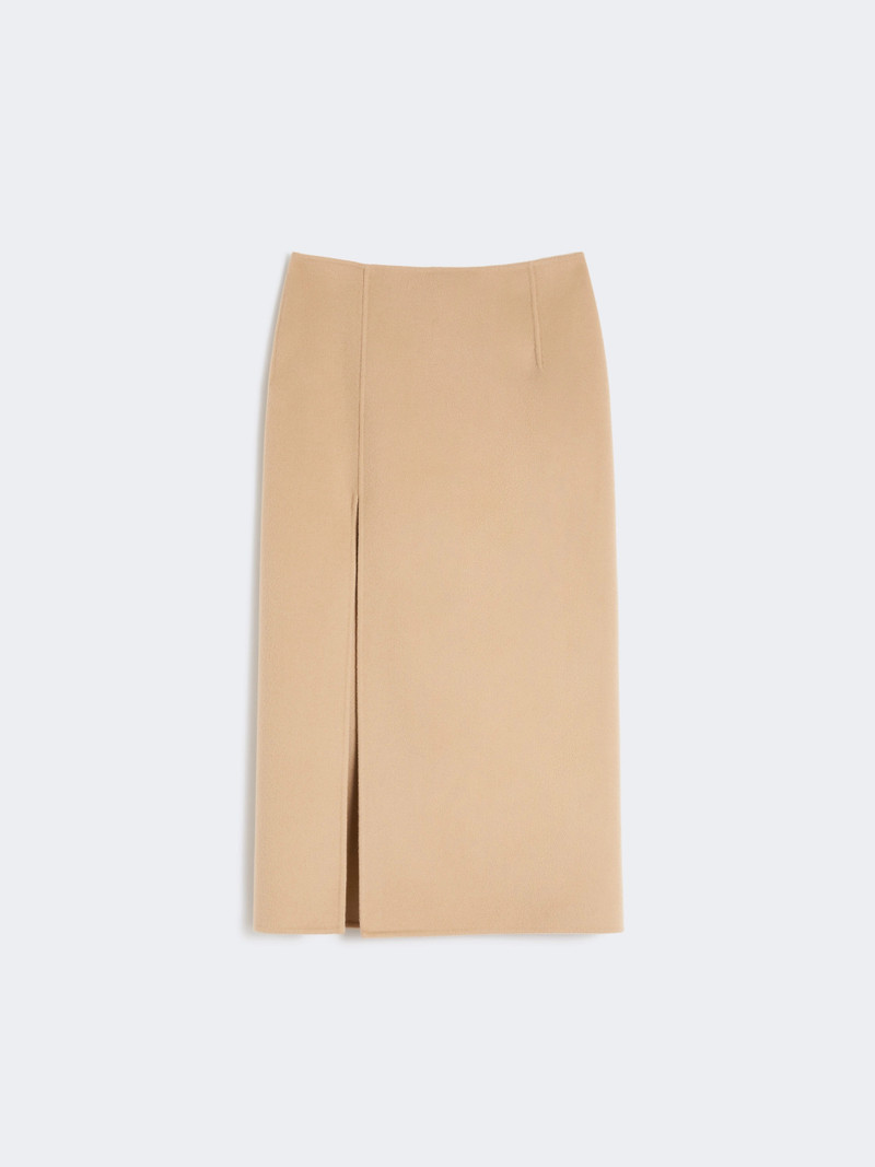 DANZA Long double-faced wool skirt - CARAMEL 1