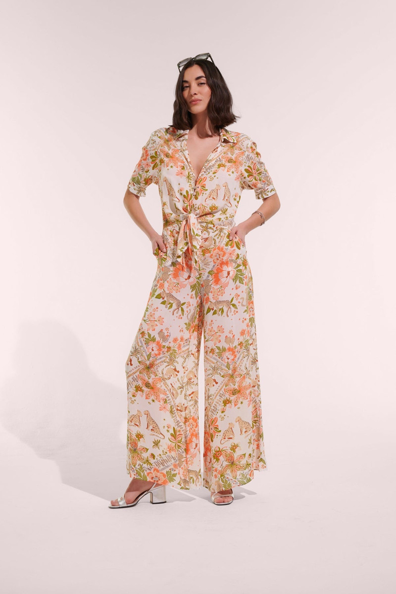 Long Jumpsuit Bettina - Pink Leo Foulard 1