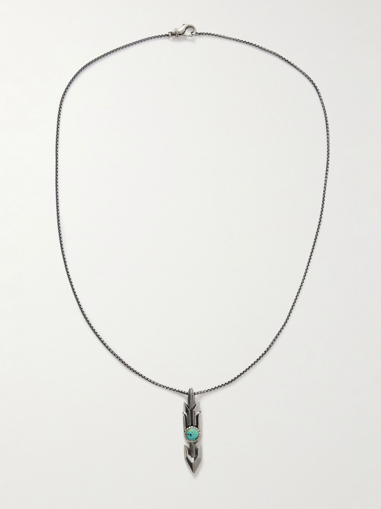 Natrona Sterling Silver Apache Blue Turquoise Pendant Necklace Silver - 4
