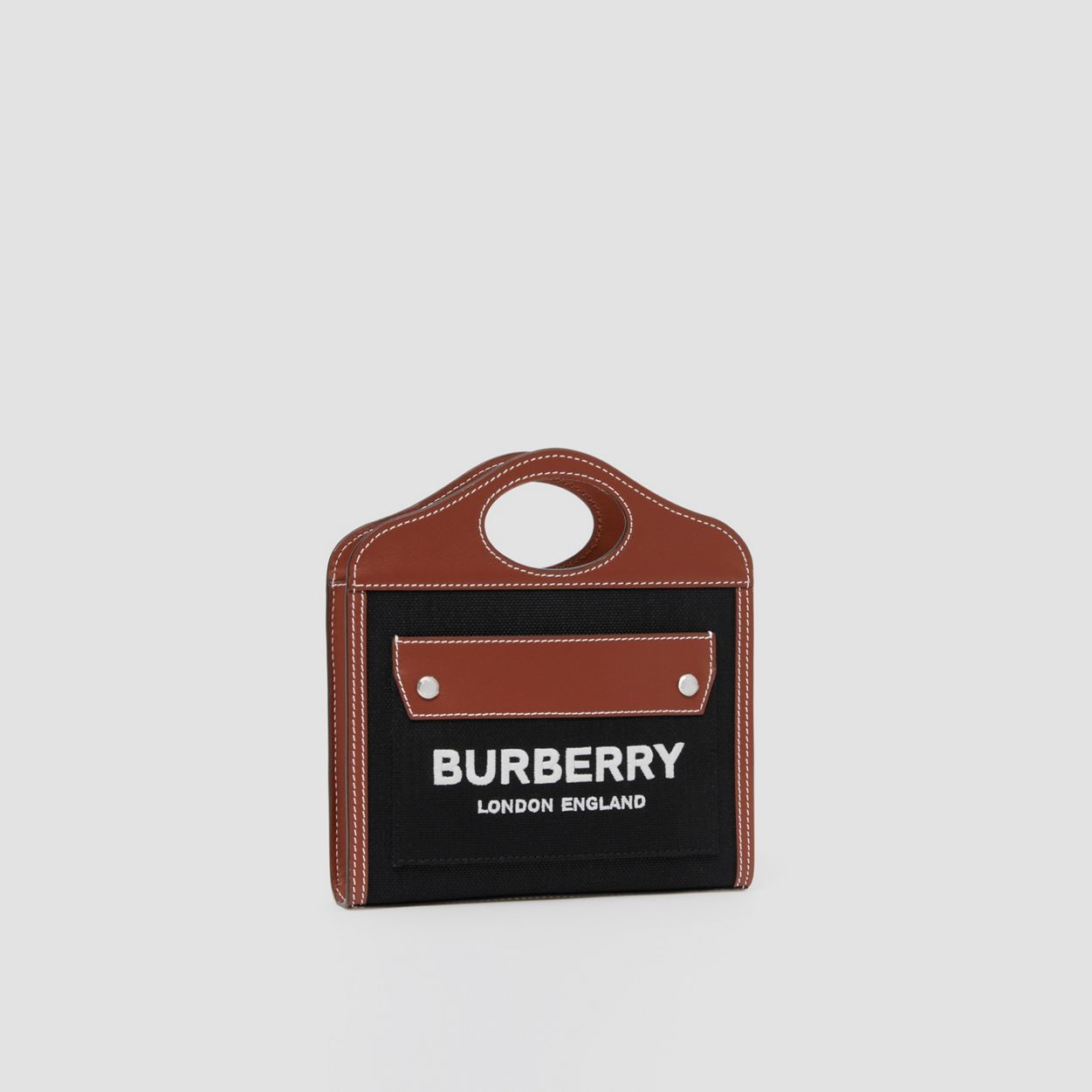 Micro Two-tone Canvas and Leather Pocket Bag - 5