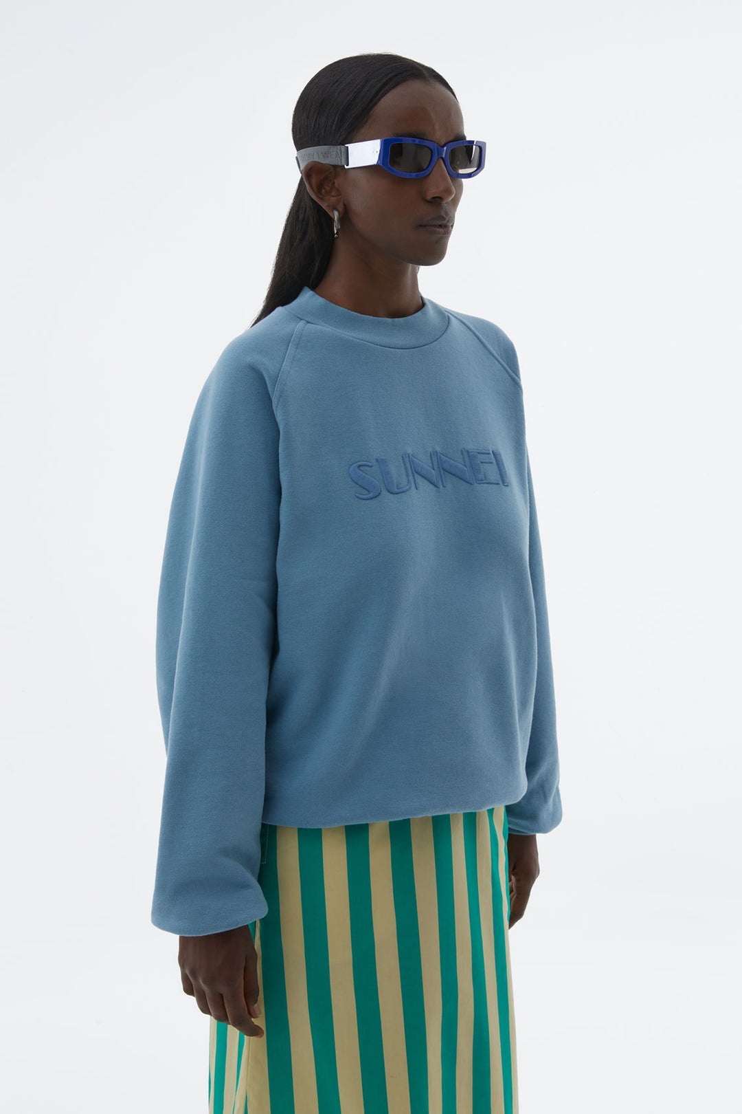 LIGHT BLUE SWEATSHIRT WITH EMBROIDERED LOGO - 3