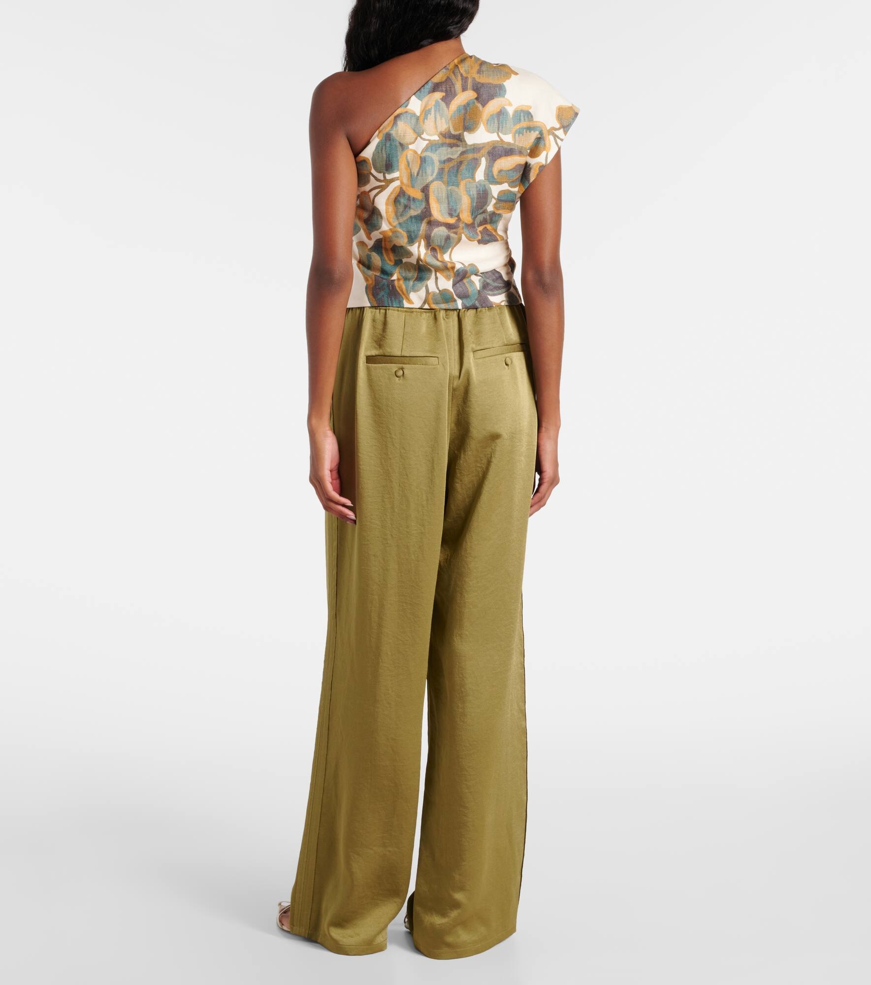 Belletto Asymmetric linen crop top - 3