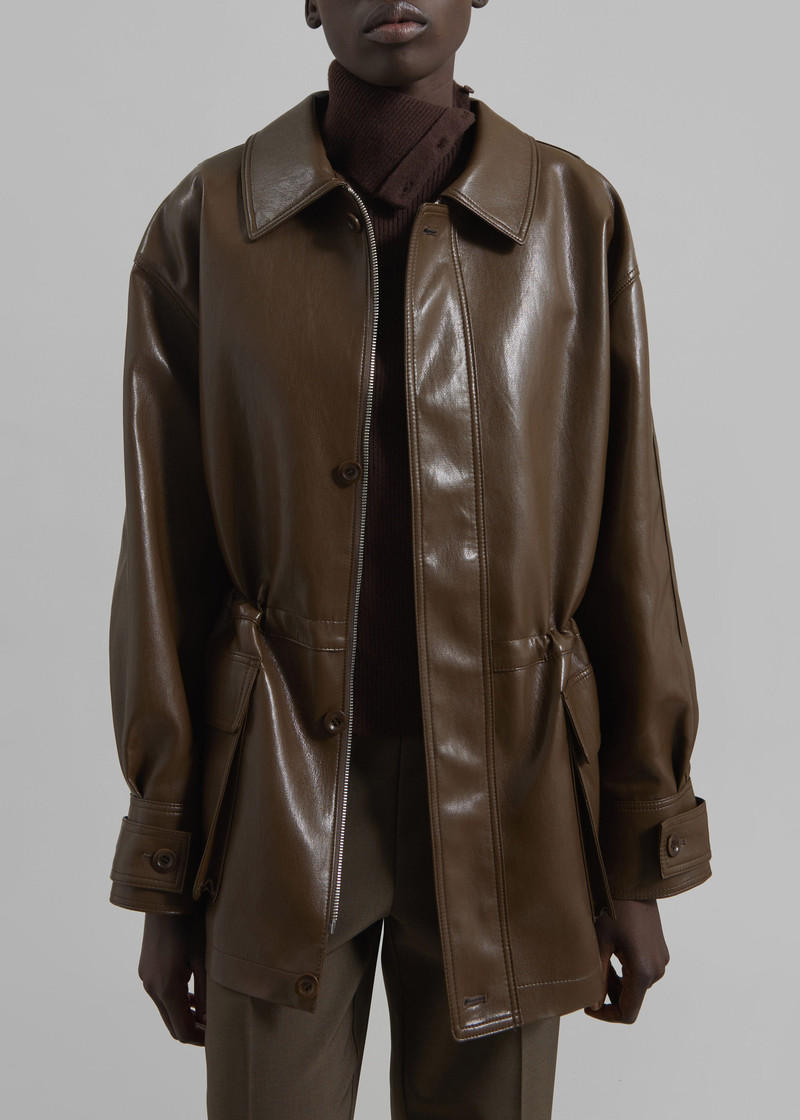 Cassel Faux Leather Jacket - Brown 4