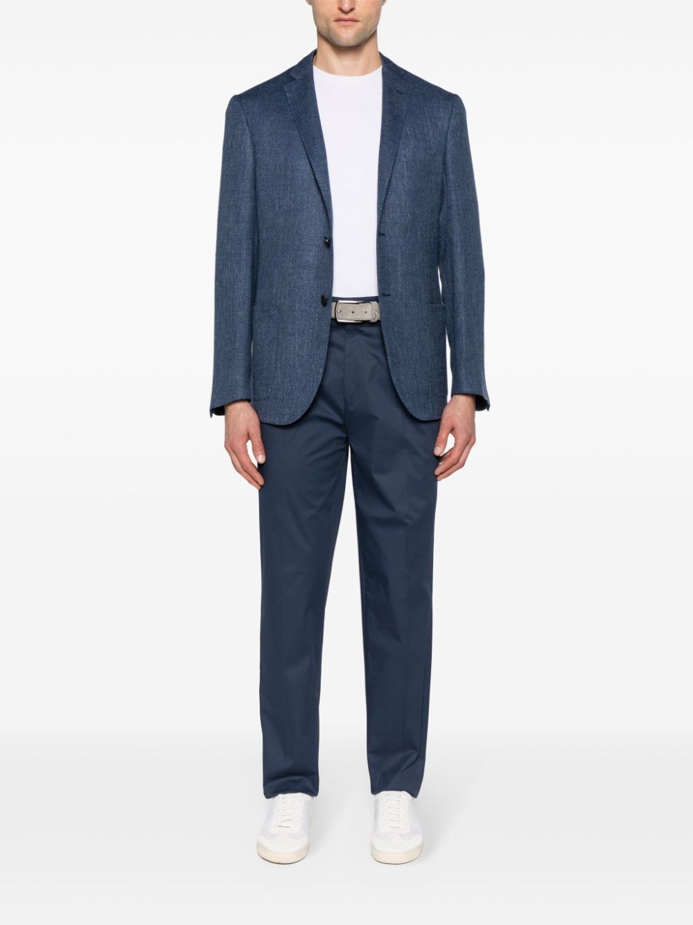single-breasted twill blazer - 2