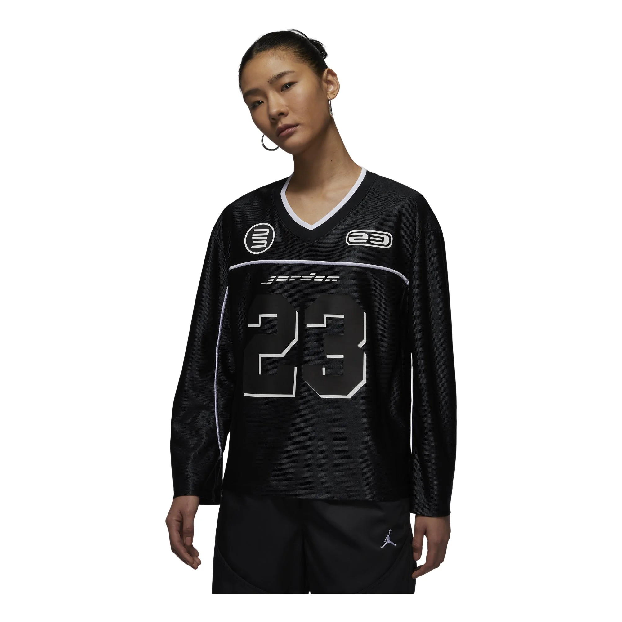 (WMNS) Air Jordan Long Sleeve Jersey Asia Sizing 'Black' HF9460-010 - 1