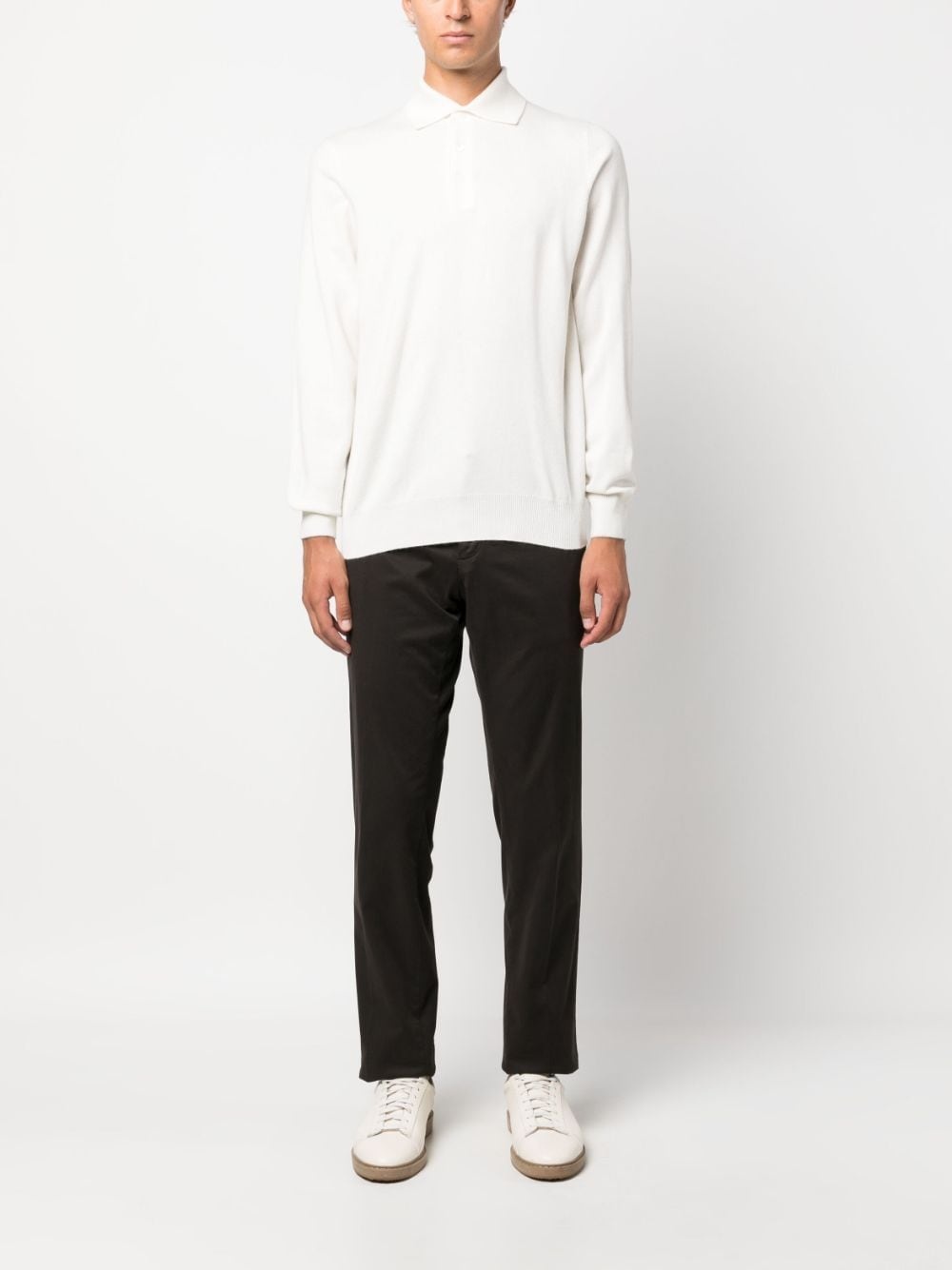 long-sleeve cashmere polo shirt - 2