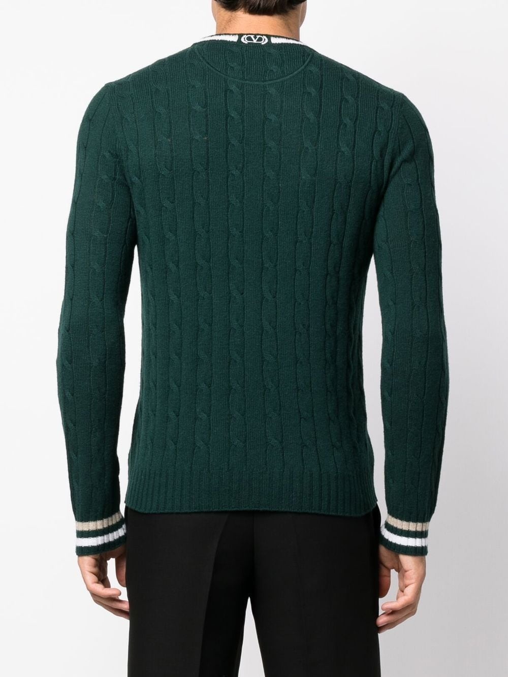 logo cable-knit crew-neck jumper - 4