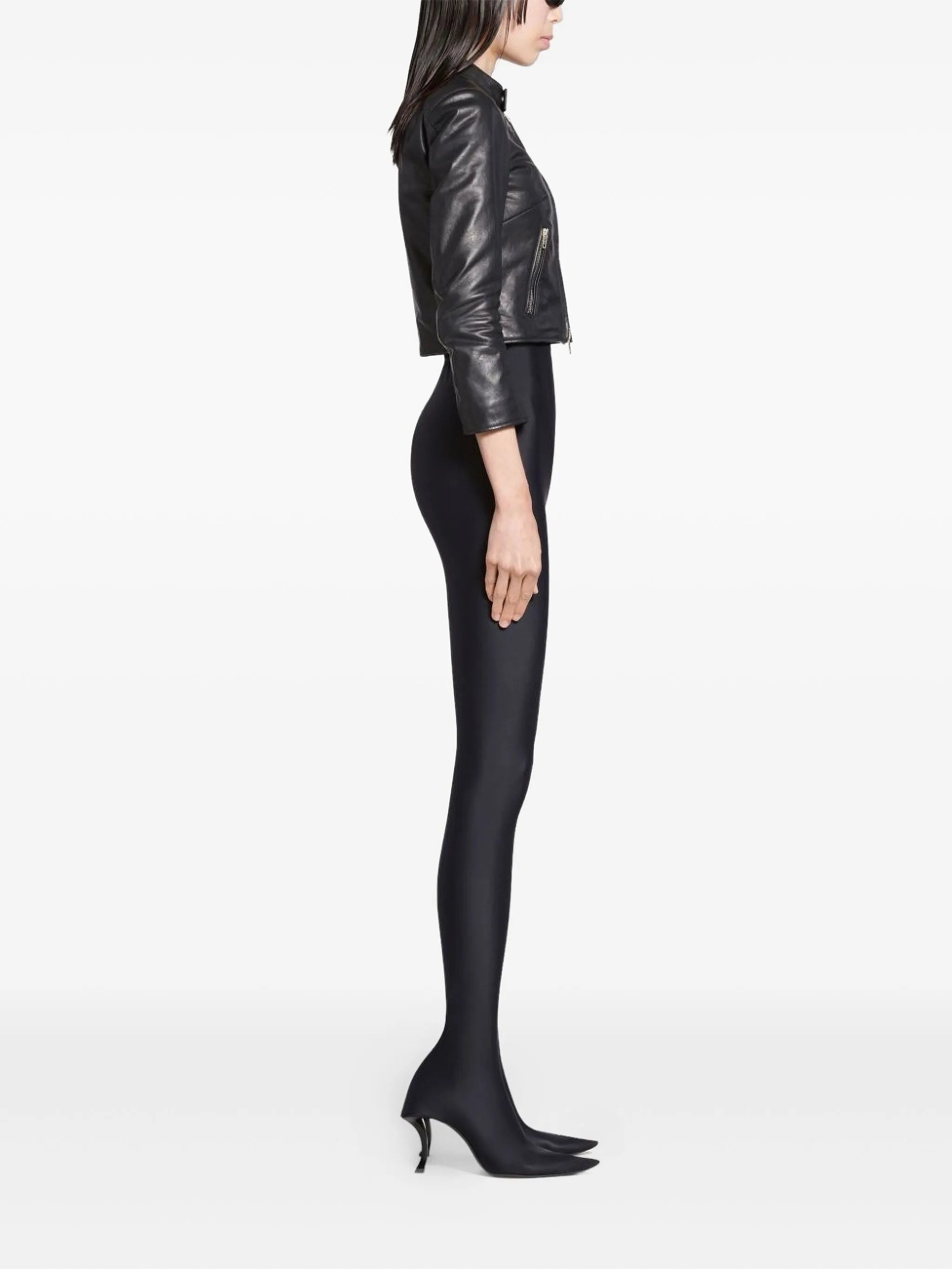 Racer Zipped Leather Jacket - 3