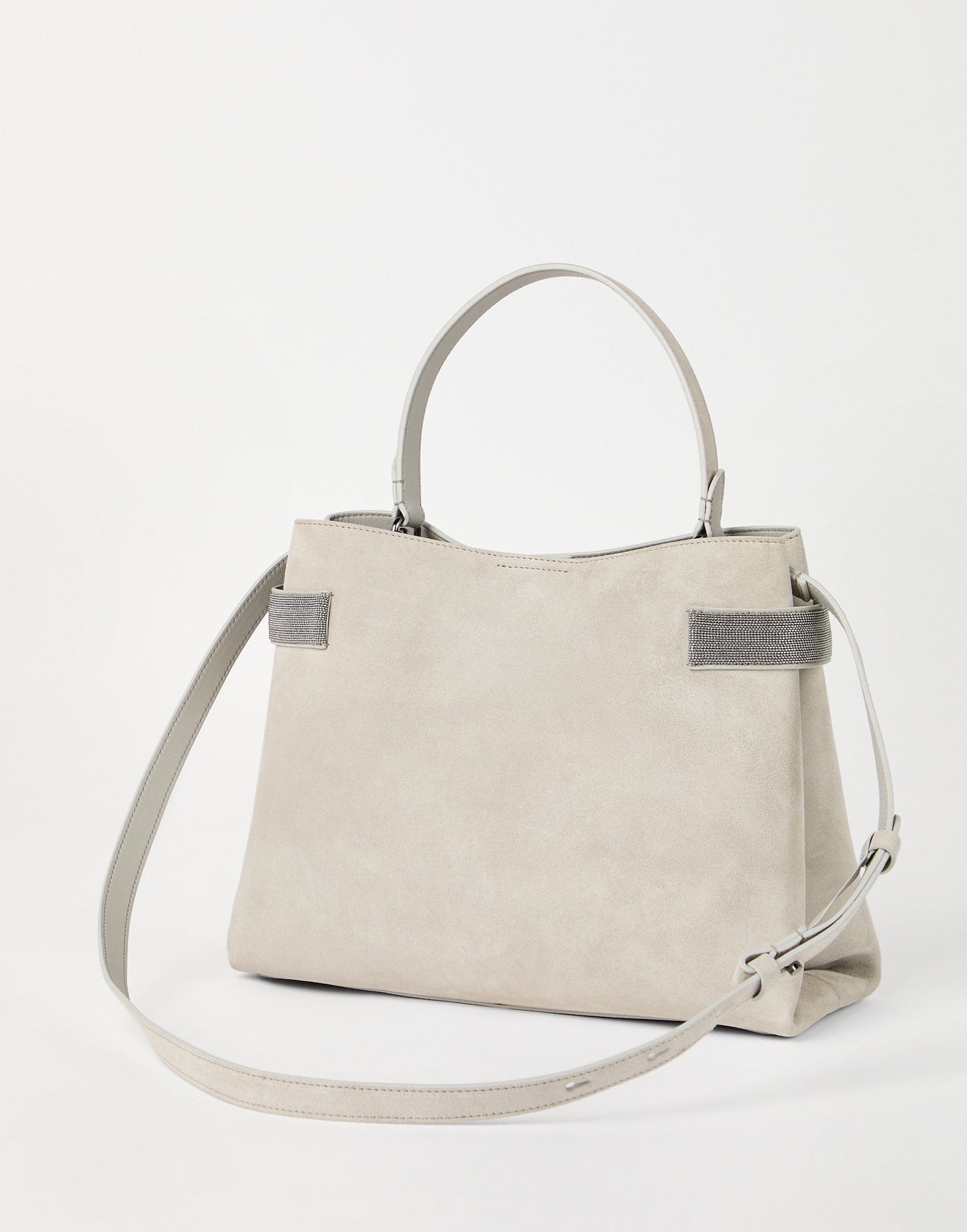 Essence top-handle bag in suede with precious bands - 2