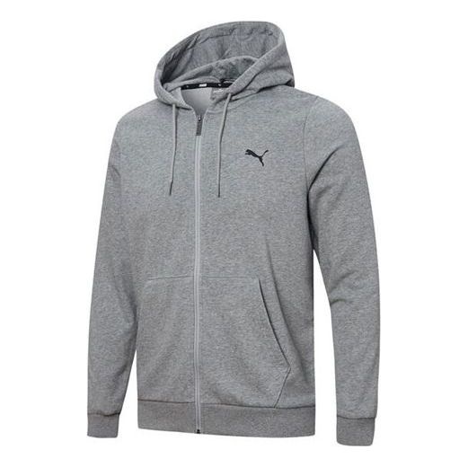 PUMA Ess Logo Solid Color Hooded Jacket Gray 848732-03 - 1