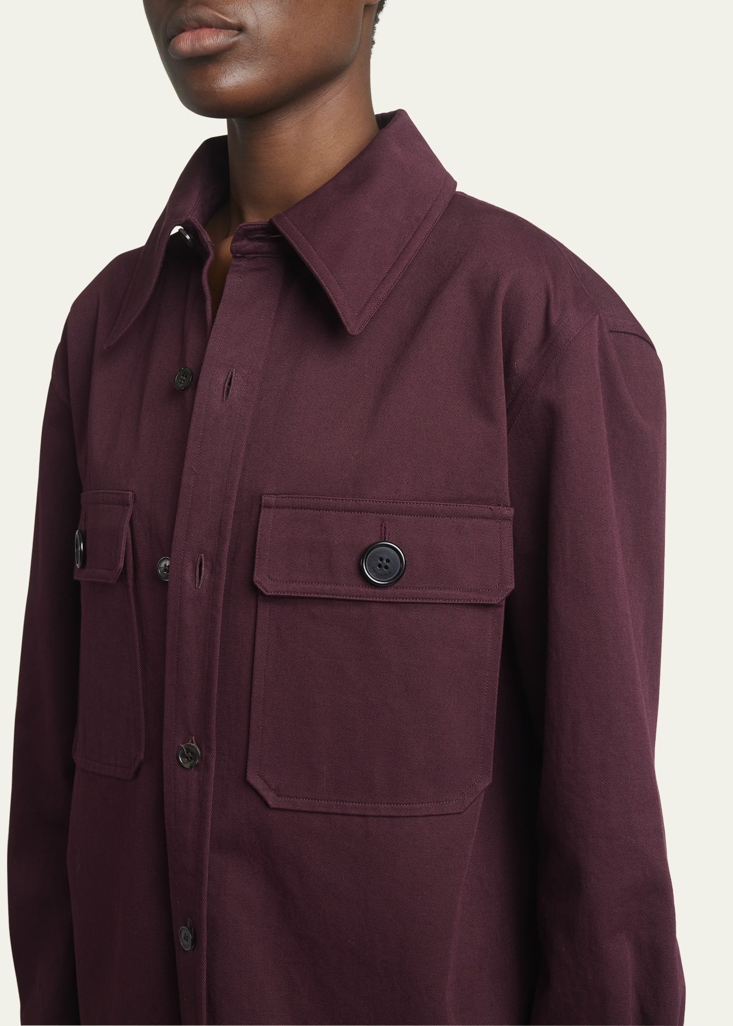 Button Down Two-Pocket Cotton Drill Shirt - 5