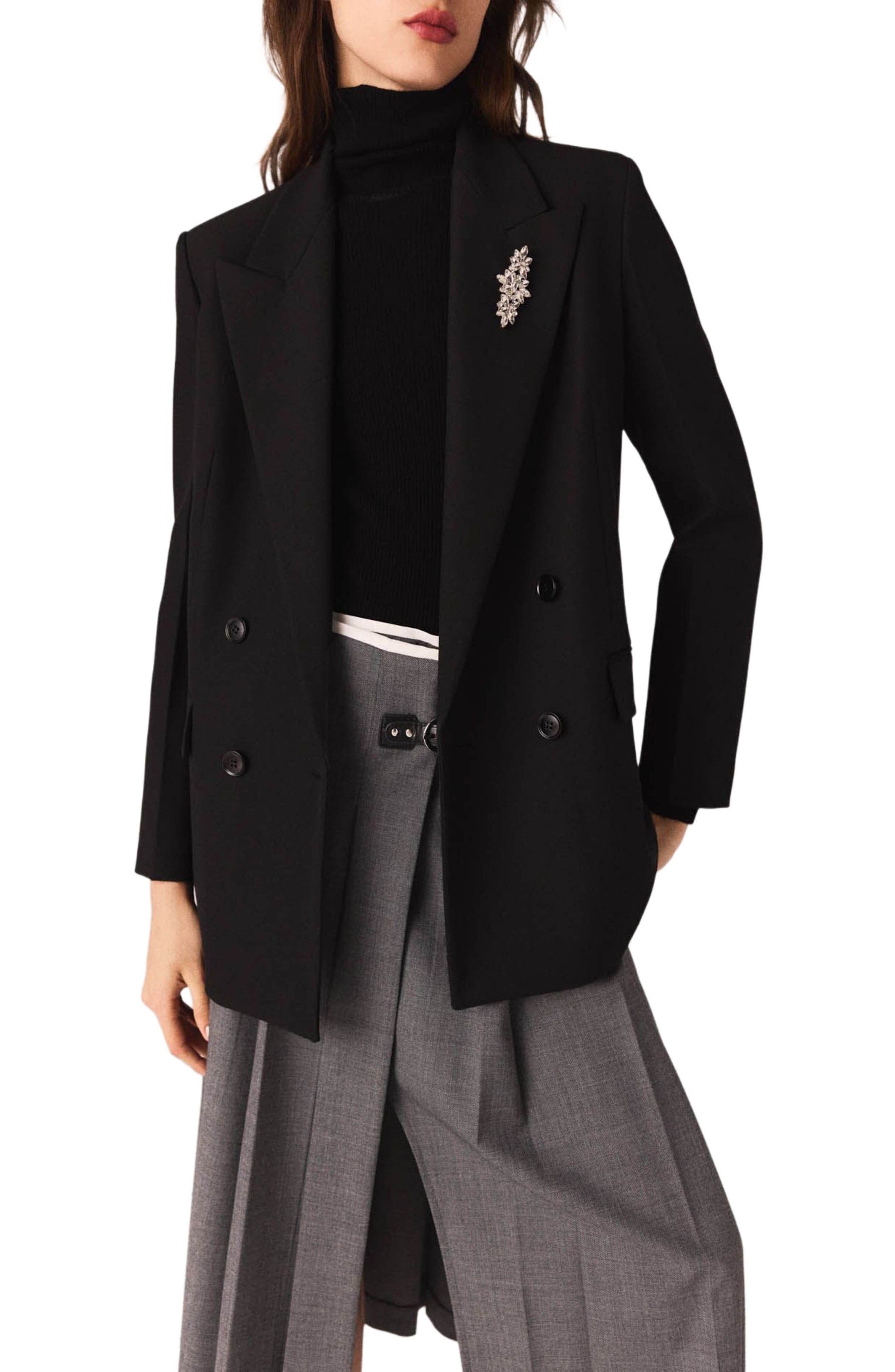 maje Double-breasted jacket in Black at Nordstrom - 5
