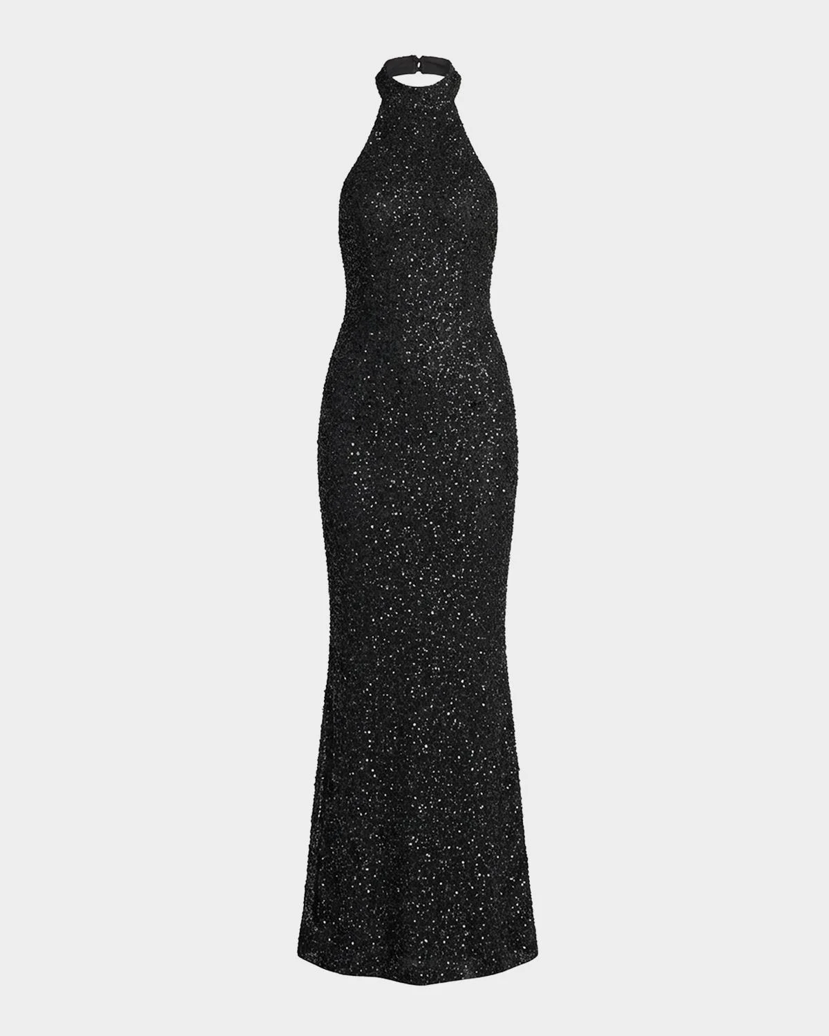 Backless Beaded Halter Gown - 1