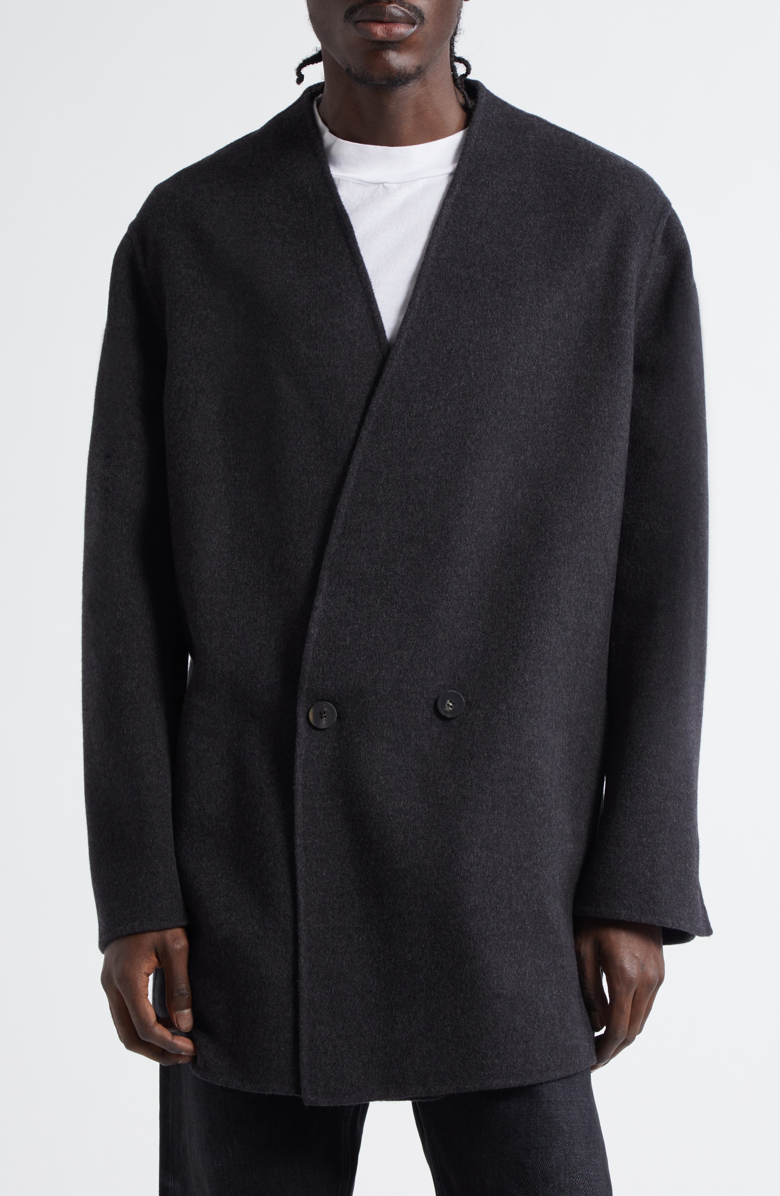 Fear of God Relaxed Lapelless Double Breasted Blazer in Charcoal at Nordstrom - 1