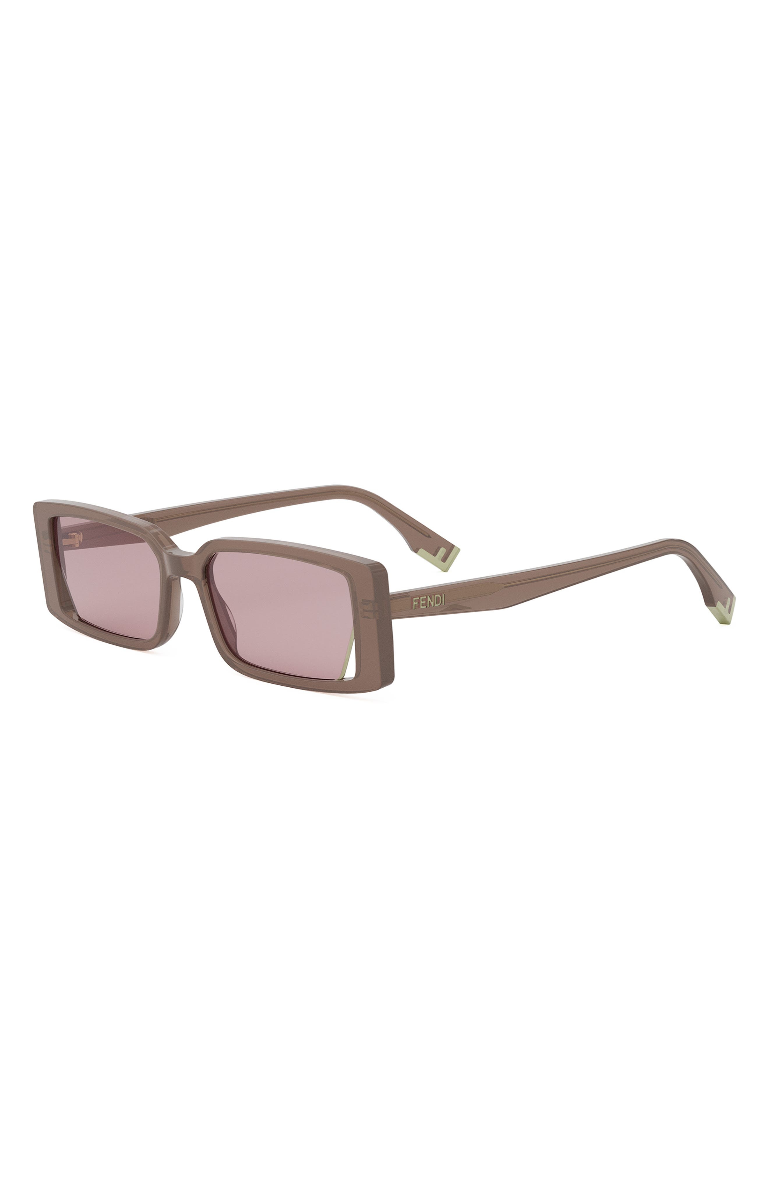 Fendi Way 53mm Rectangular Sunglasses in Shiny Light Brown /Violet at Nordstrom - 2