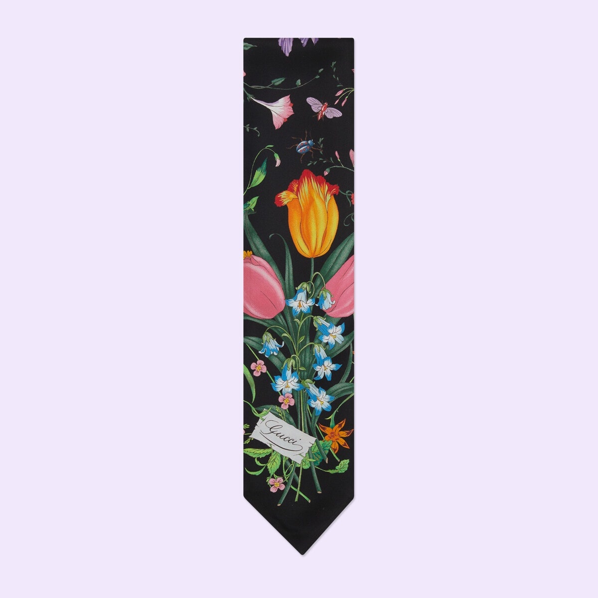 Flora print silk neck bow - 1