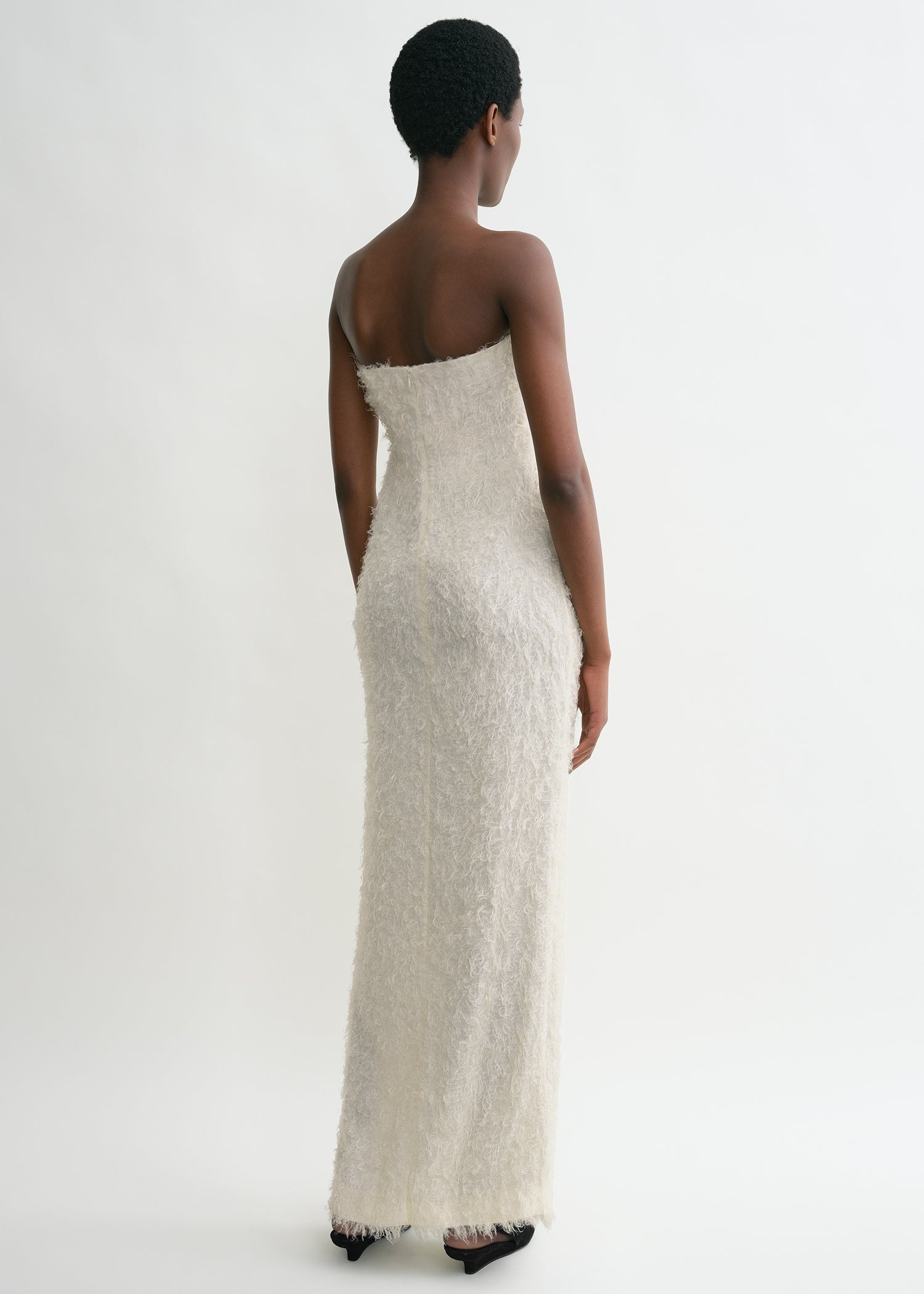 Strapless fil coupé dress ecru - 4