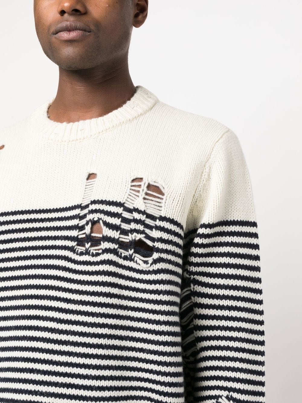 striped crew-neck jumper - 6